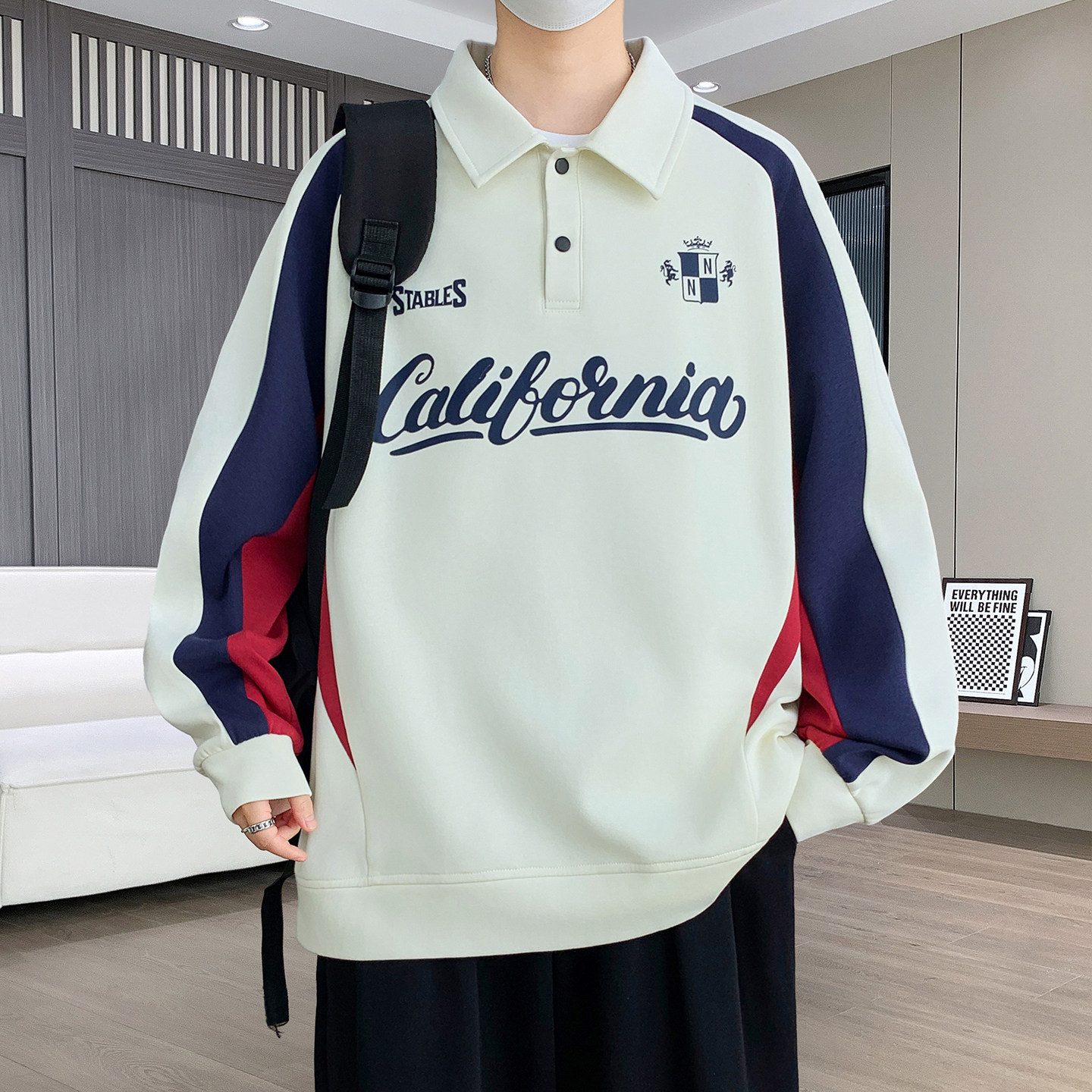 春秋季新款卫衣男孩青少年polo衫初高中学生大童上衣服男装士潮流