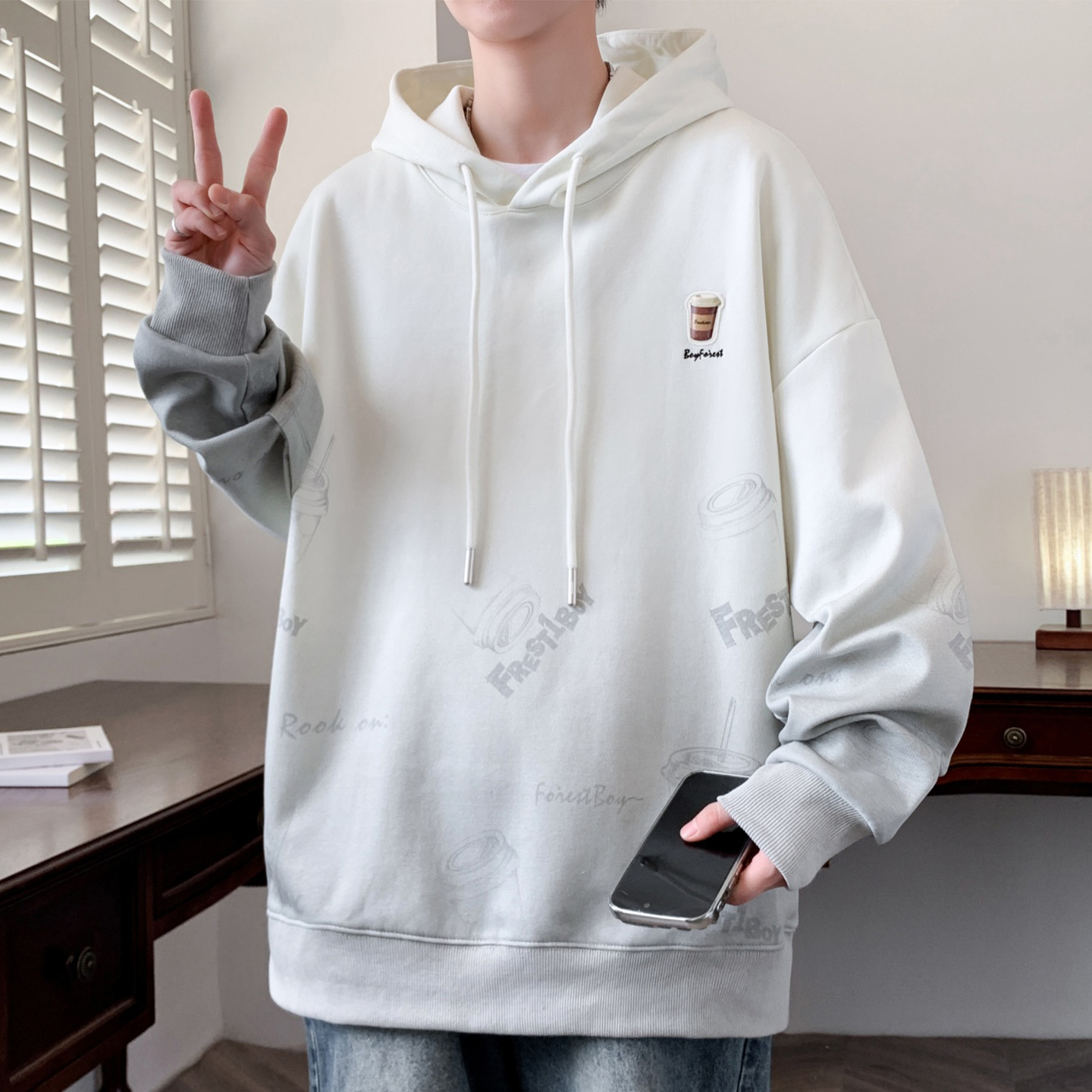 不起球不褪色卫衣宽松帅气男生潮