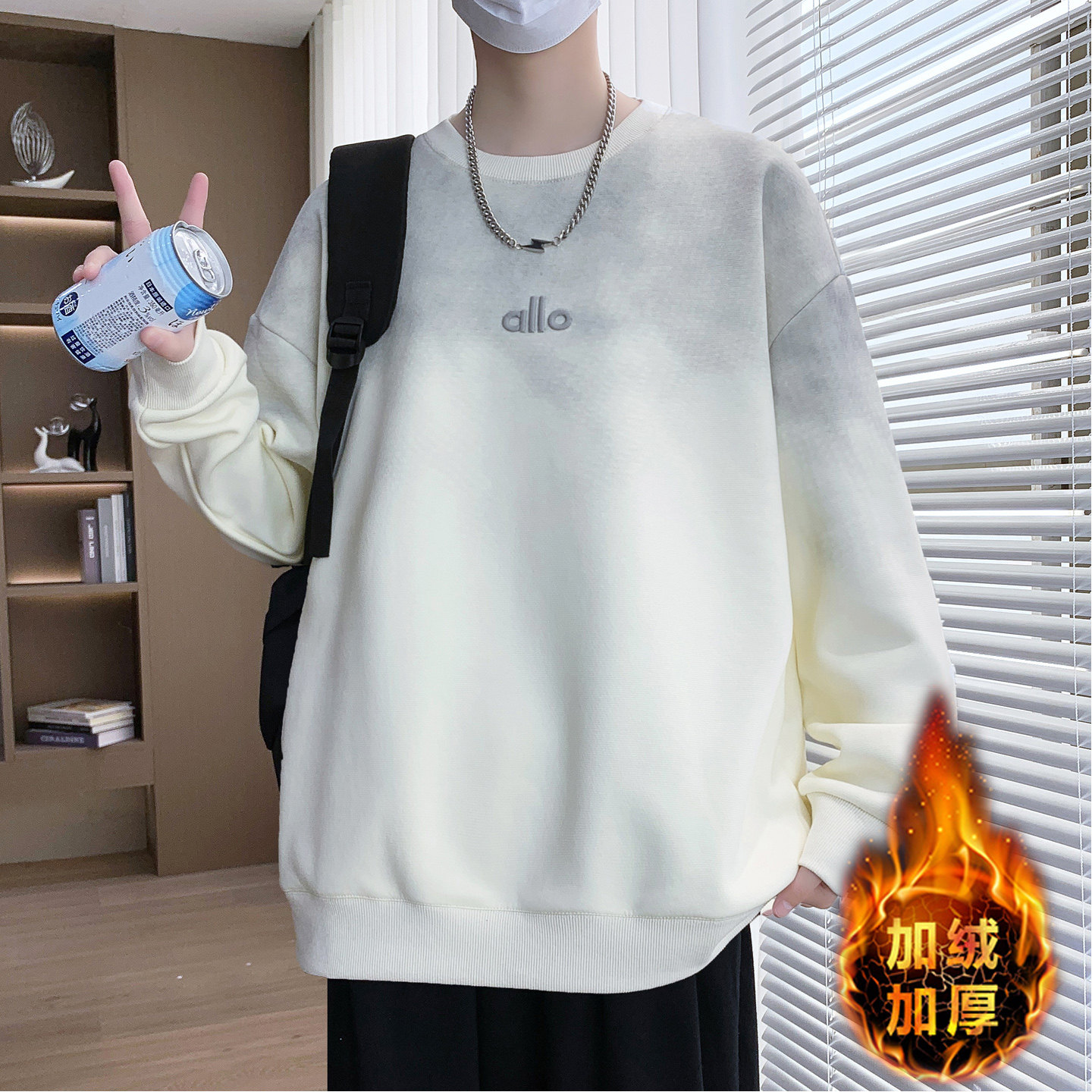 秋冬季卫衣男孩加绒初高中学生青少年帅气长袖t恤大童打底衫上衣