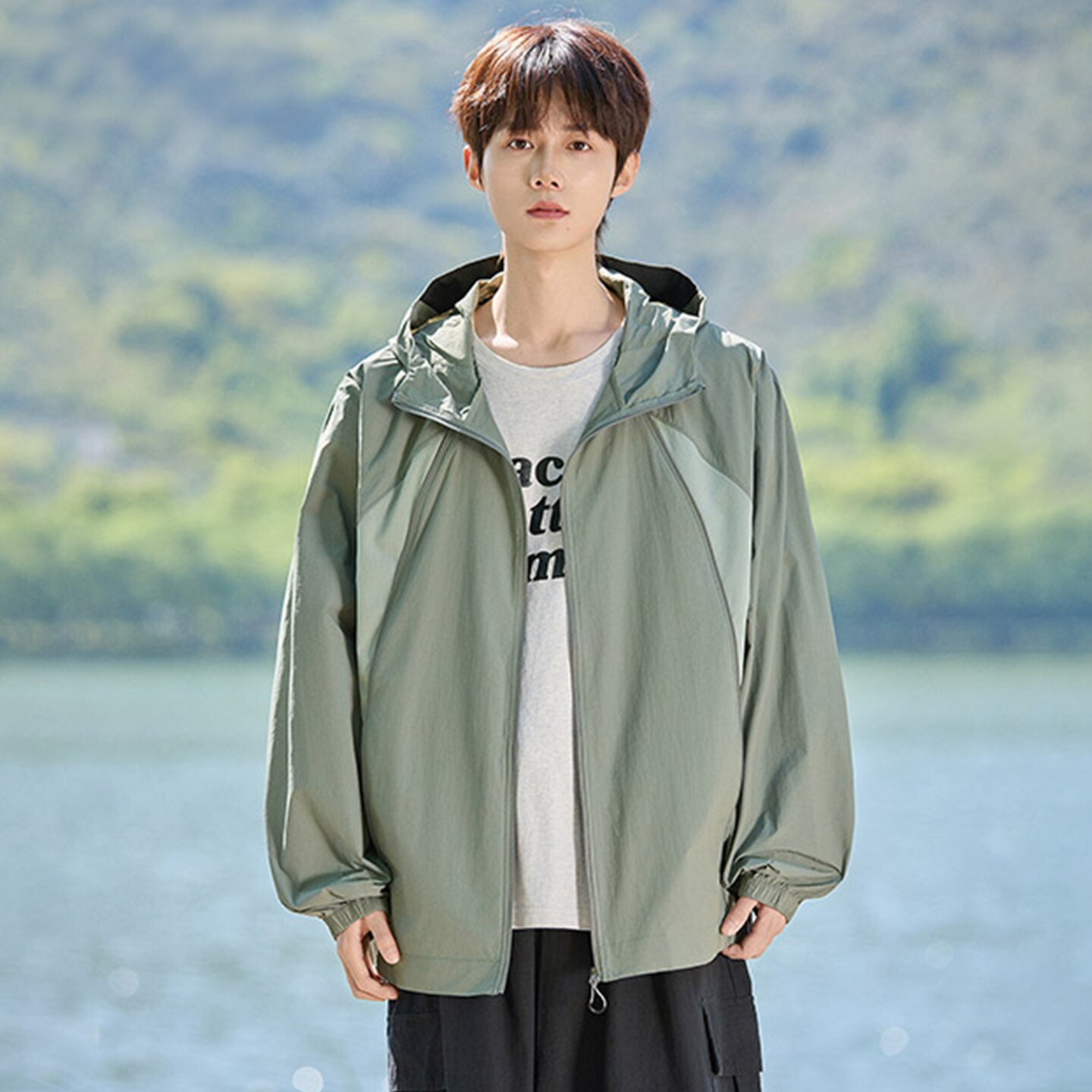 凉感透气冰丝宽松防晒衣服夹克男