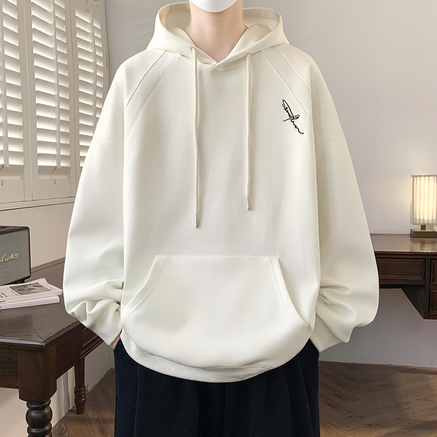 春秋季新款连帽卫衣男孩初高中学生长袖t恤宽松青少年男装打底衫