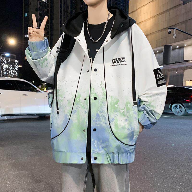 春秋季新款外套男孩初高中学生渐变夹克青少年大童宽松冲锋衣潮牌