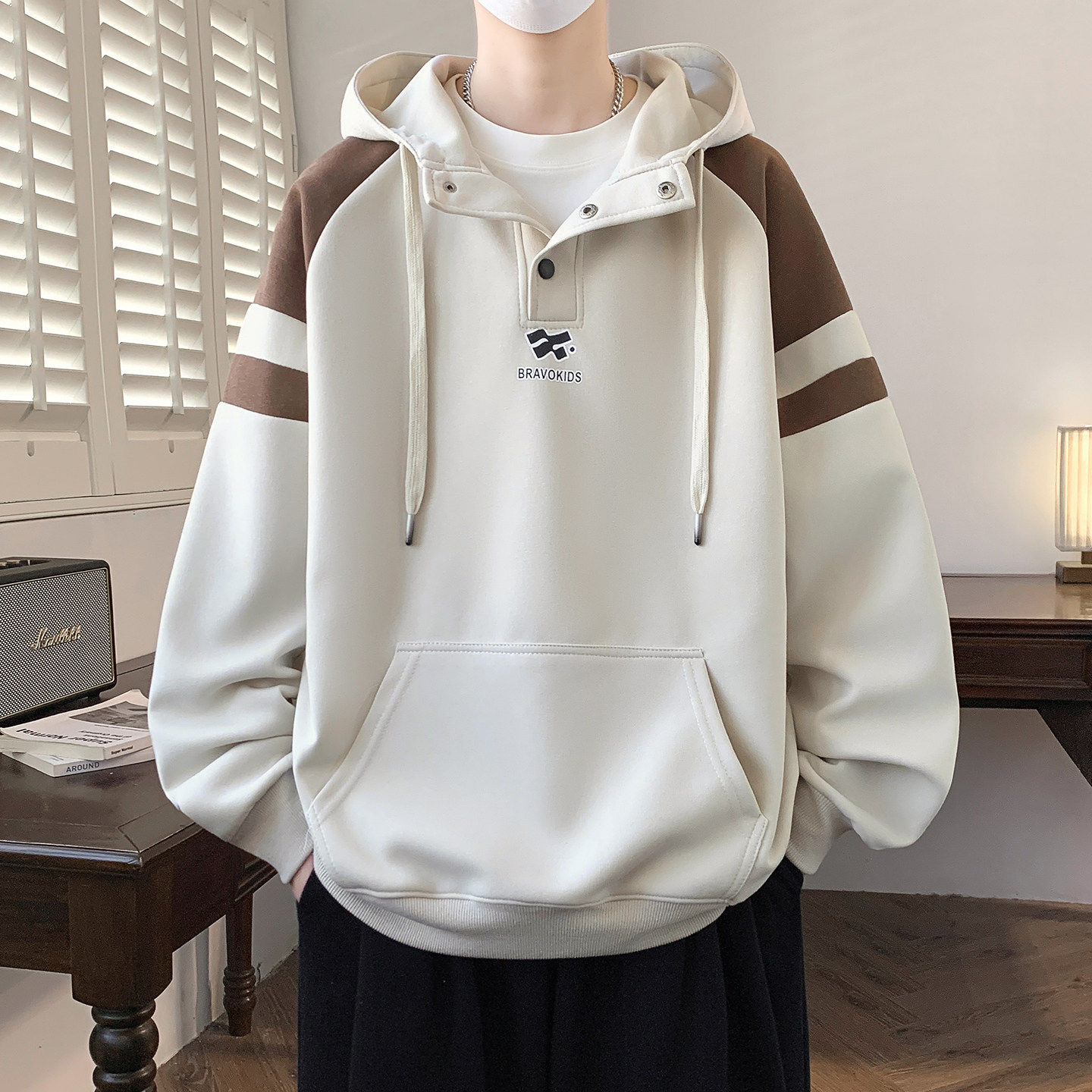 春秋季新款连帽卫衣男初中高中学生休闲上衣服青少年大童男装外套