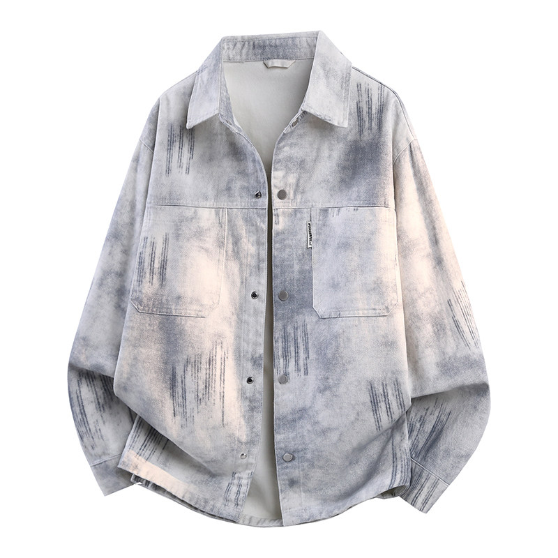 牛仔外套男春秋季新款潮流宽松休闲纯棉夹克青少年男生衬衫式上衣