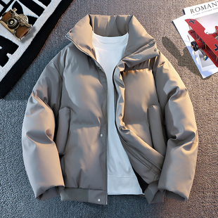 美式PU皮外套男秋冬季新款青少年大学生棉衣服立领保暖棉袄男装士