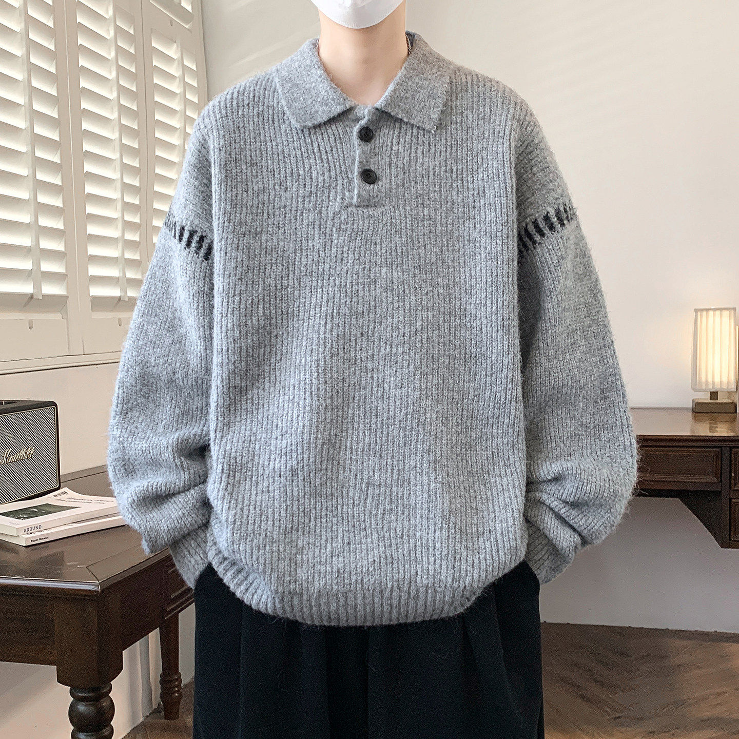 加厚保暖毛衣宽松潮流男生针织衫