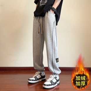 初高中学生男孩秋冬季新款休闲长裤子大童运动青少年男装加绒加厚