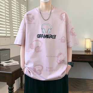 男装 夏季 t恤男孩青少年大童透气宽松初中学生打底衫 短袖 潮牌 新款