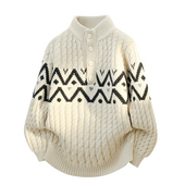 立领毛衣男生秋冬季 士 男装 新款 宽松休闲保暖加厚青少年打底针织衫