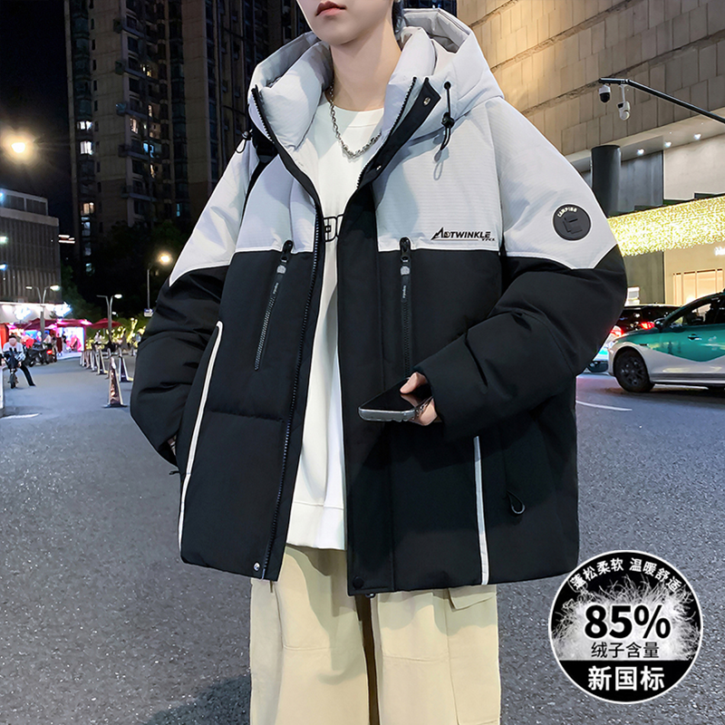 羽绒服男生冬季新款潮牌学生连帽外套加厚保暖青少年帅气衣服男装