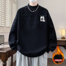 t恤男装 青少年加厚初中学生大童长袖 上衣 新款 加绒卫衣男生秋冬季