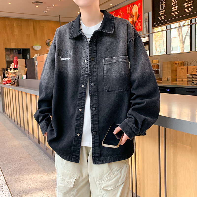 牛仔外套男生春秋季新款青少年初高中学生衬衫夹克男装士潮流上衣