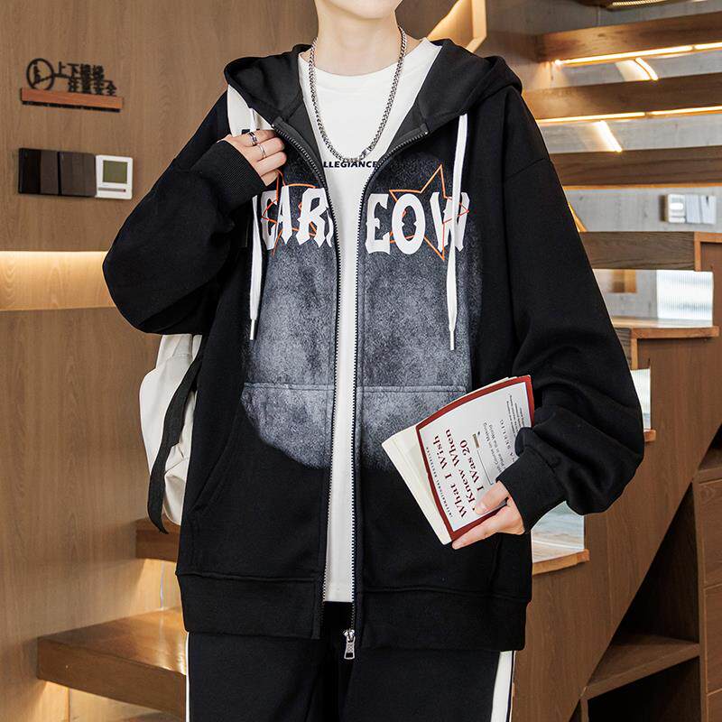 春秋季新款开衫卫衣外套男生青少年潮流大童初中学生帅气夹克男装