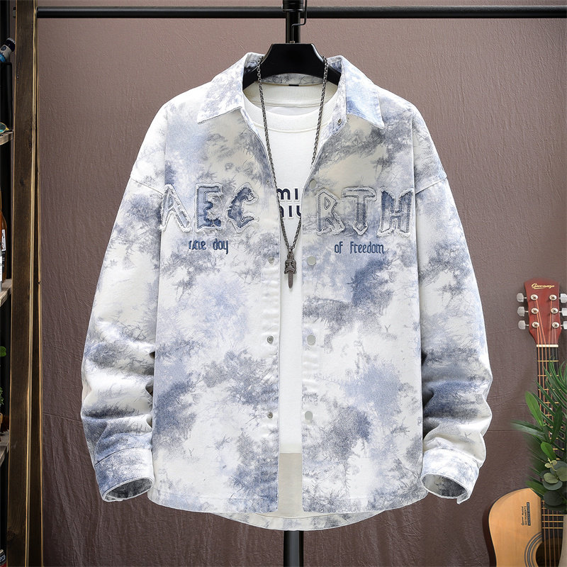 牛仔外套男春秋季新款潮牌夹克男装帅气青少年学生衬衫褂子上衣服
