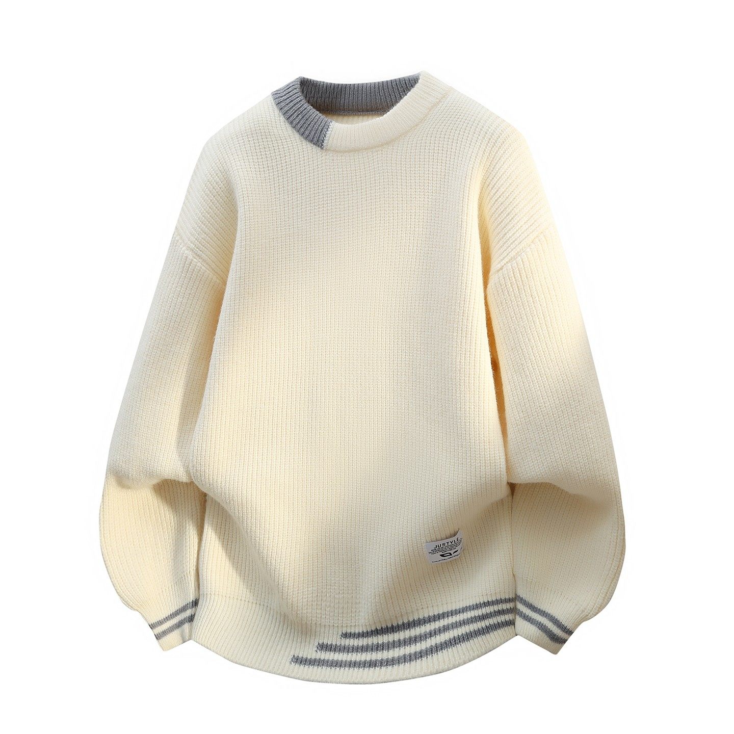 圆领毛衣男生青少年秋冬季新款加厚初高中学生针织打底衫男装潮流