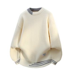 圆领毛衣男生青少年秋冬季新款加厚初高中学生针织打底衫男装潮流