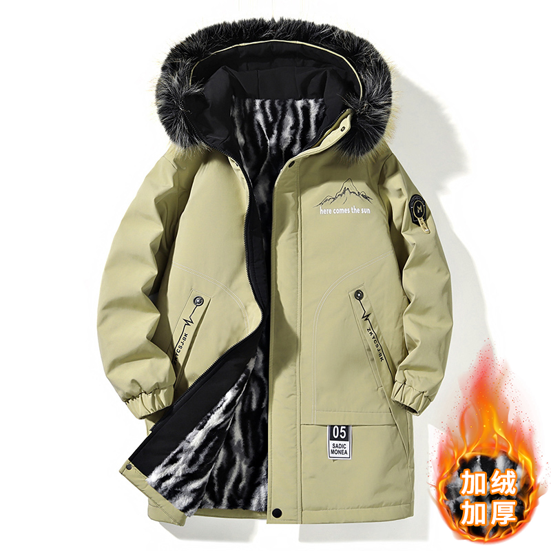 青少年加绒加厚保暖棉衣外套潮