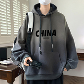 连帽长袖 士潮上衣 加绒加厚学生青少年卫衣男装 t恤男孩秋冬季 新款