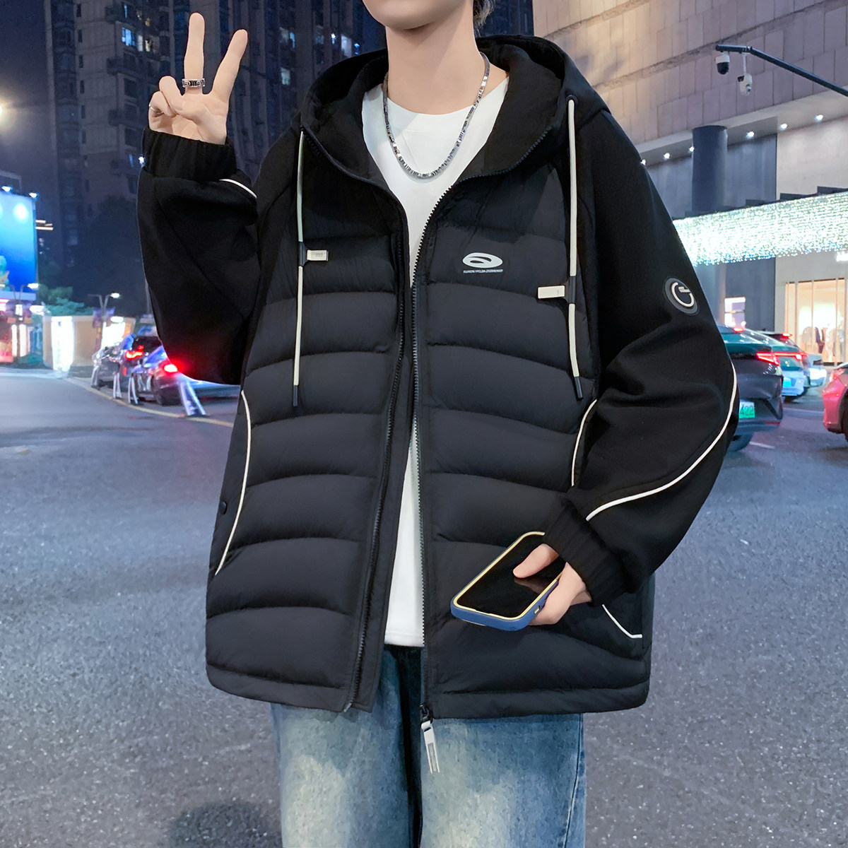 85鸭绒保暖羽绒服宽松加厚外套潮
