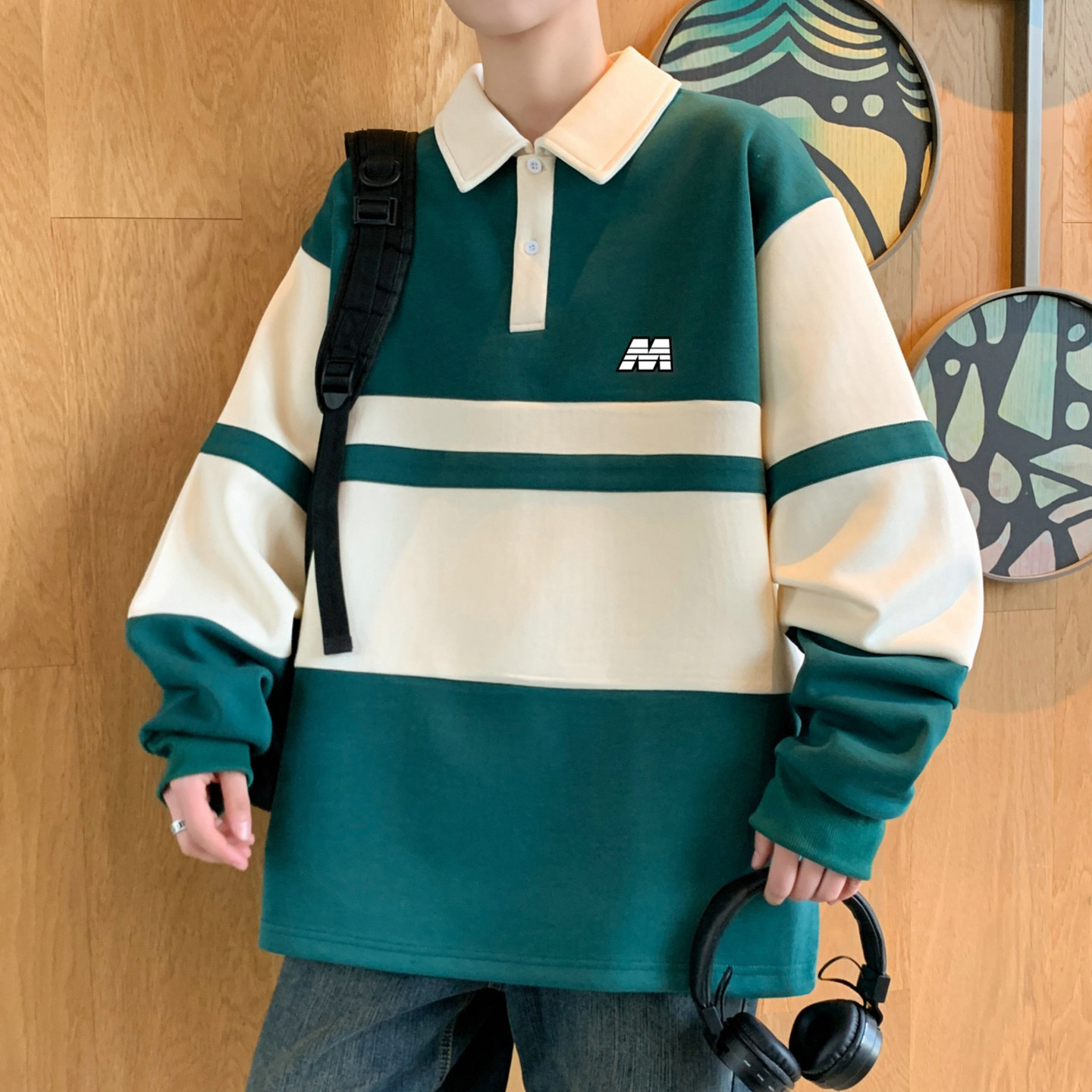 polo衫卫衣男生春秋季新款初高中学生上衣服男装青少年打底衫潮流