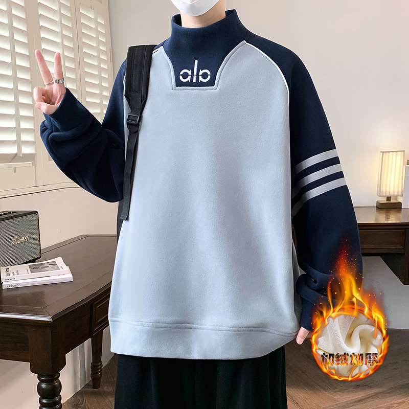 奥粒绒卫衣男孩加绒加厚秋冬季新款初中学生青少年男装士打底衫潮