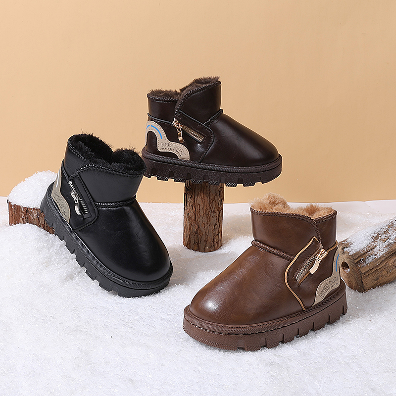 新款潮流冬季男童女童棉靴女孩保暖儿童御寒雪地靴冬季户外鞋暖和