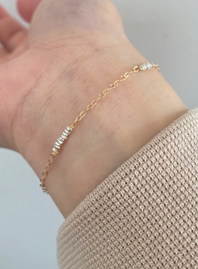 碎银子几两手链清迈925纯银14K包金叠戴小众原创设计简约闪女闺蜜