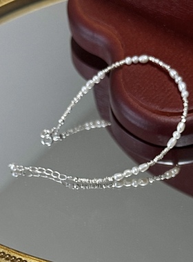 碎银子珍珠手链s925纯银摩斯密码定制生日纪念日设计感爆款配饰女