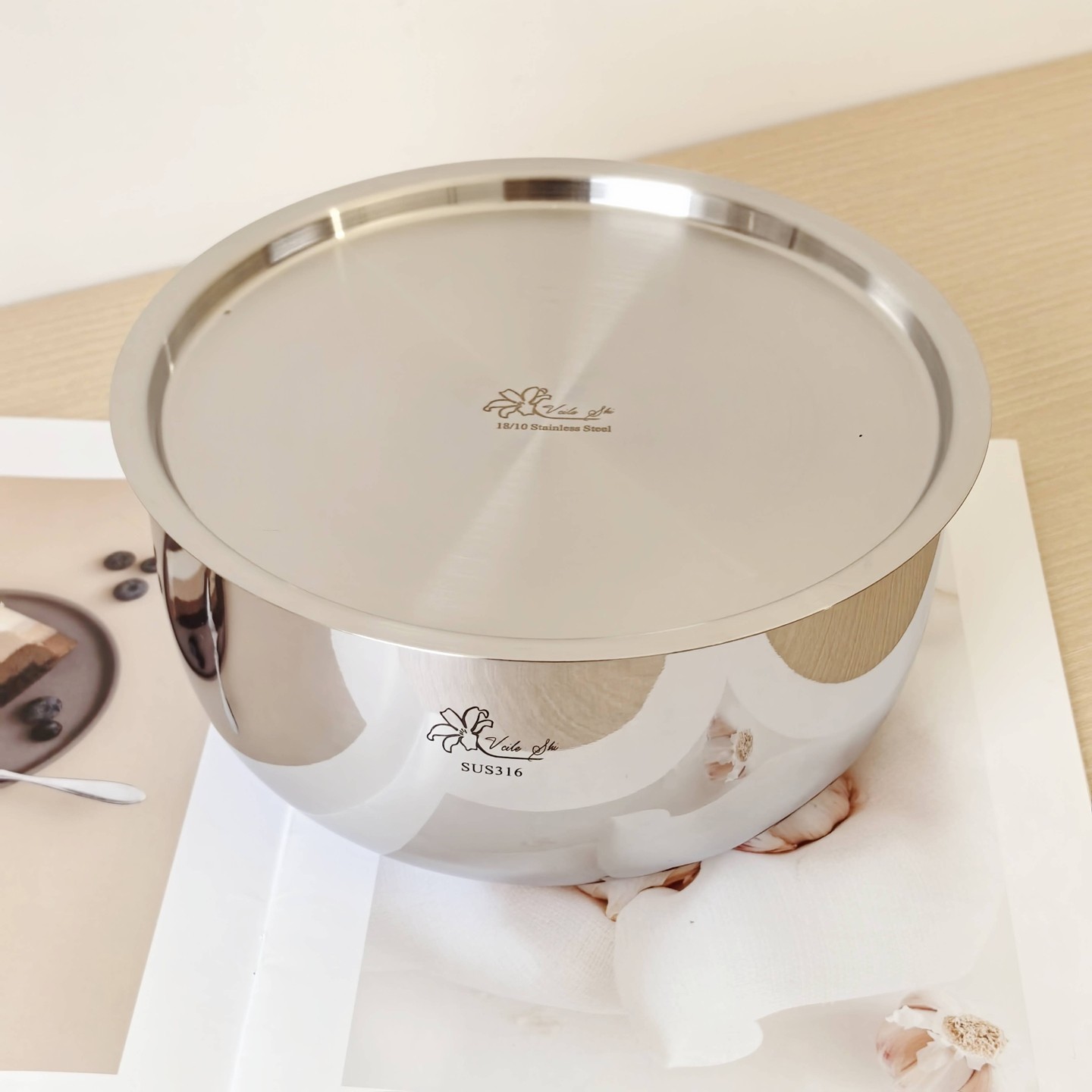 维乐仕20cm沙拉碗316不锈钢和面盆烘焙电磁炉加热火锅盆凉拌盆,餐饮具,盆,淘宝优惠券,粉丝福利购,淘宝优惠卷