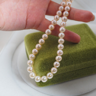 41.5 S925银扣 7.5mm 6.7 46.5cm 极光正圆无暇全无暇AK珍珠项链