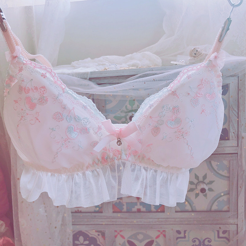 customized~solar system Embroidery Pink Cherry high school girl student girl Wireless Frenum Underwear Bras suitin the Lingerie/Men's underwear/Tracksuit , Bra  category - from Buy2taobao.com to provide professional Taobao agent buy service