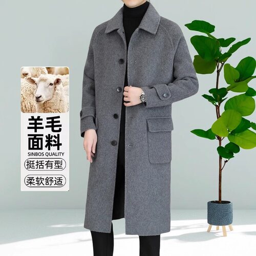 加厚中长款双面呢冬季休闲大衣男