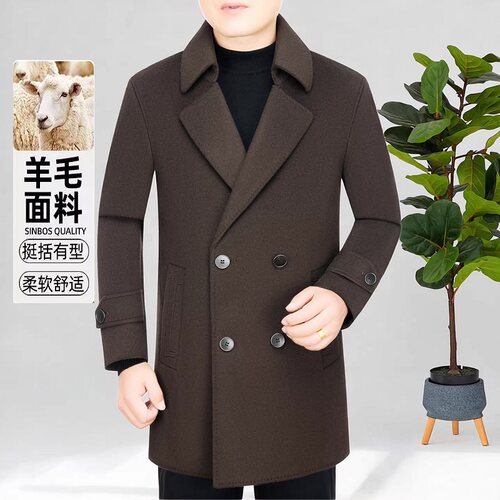 休闲羊毛呢男中长大衣可脱卸内胆