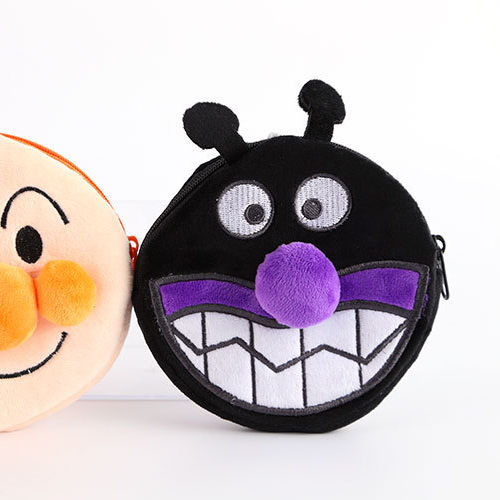 原单日本动漫面包超人细菌小子圆形立体双面小零钱包毛绒散钱包