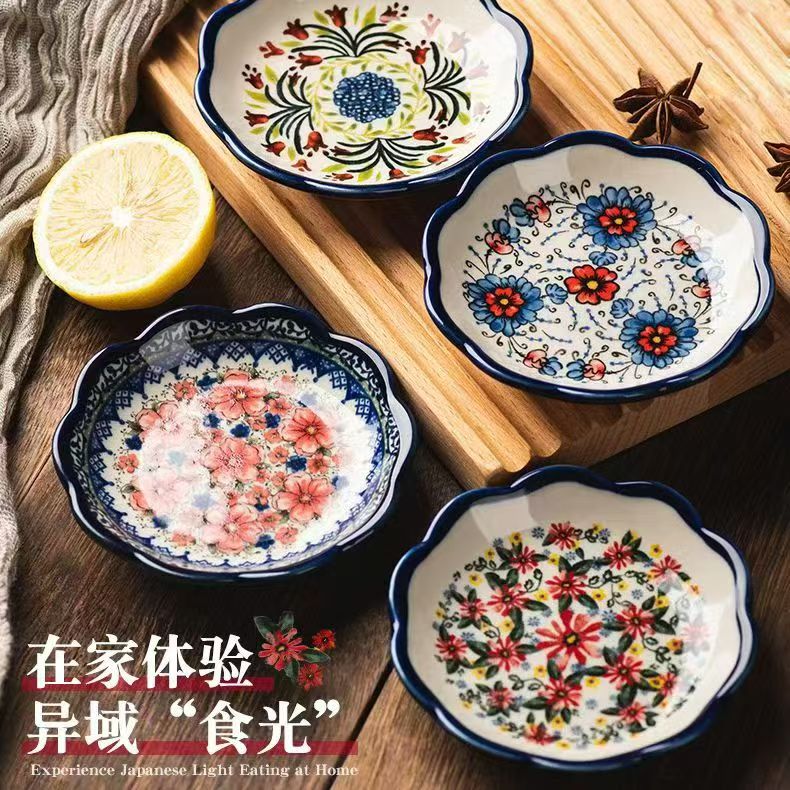 家用陶瓷调味碟手绘碟子蘸料碟小酱碗酱料碟菜碟骨碟调料碟酱醋碟