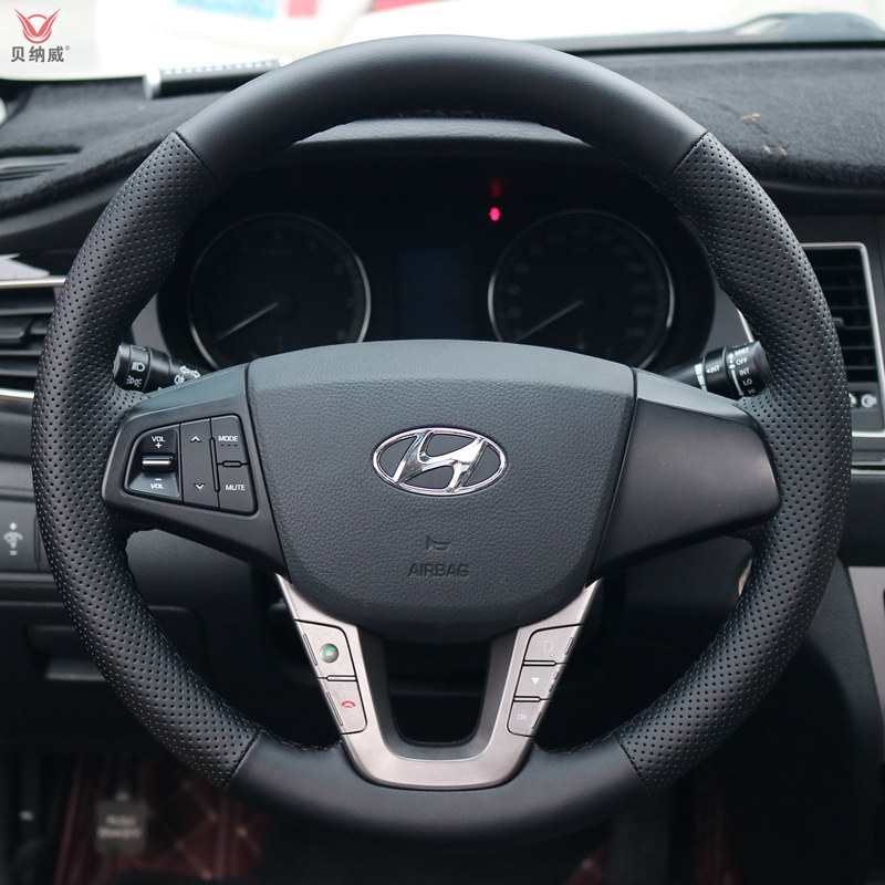 贝纳威方向盘套使用现代名图专车专用真皮手缝把套纳帕牛皮