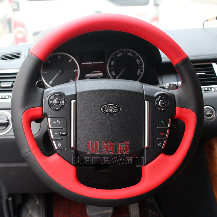 贝纳威路虎发现4神行专用真皮手缝方向盘把套内饰皮套定制改装