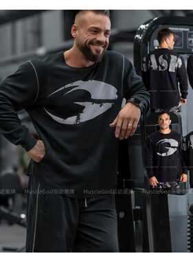 GASP华夫格健身长袖男训练保暖热身打底螺纹袖口秋冬上衣宽松大码