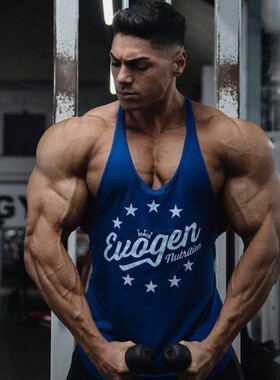 安德烈健体背心宽松工字肌肉健美兄弟杰瑞米无袖健身T恤男运动潮