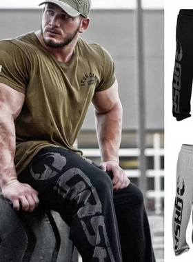 美式经典直筒长裤男健身宽松胖子大码运动裤卫裤深蹲撸铁壮汉裤子