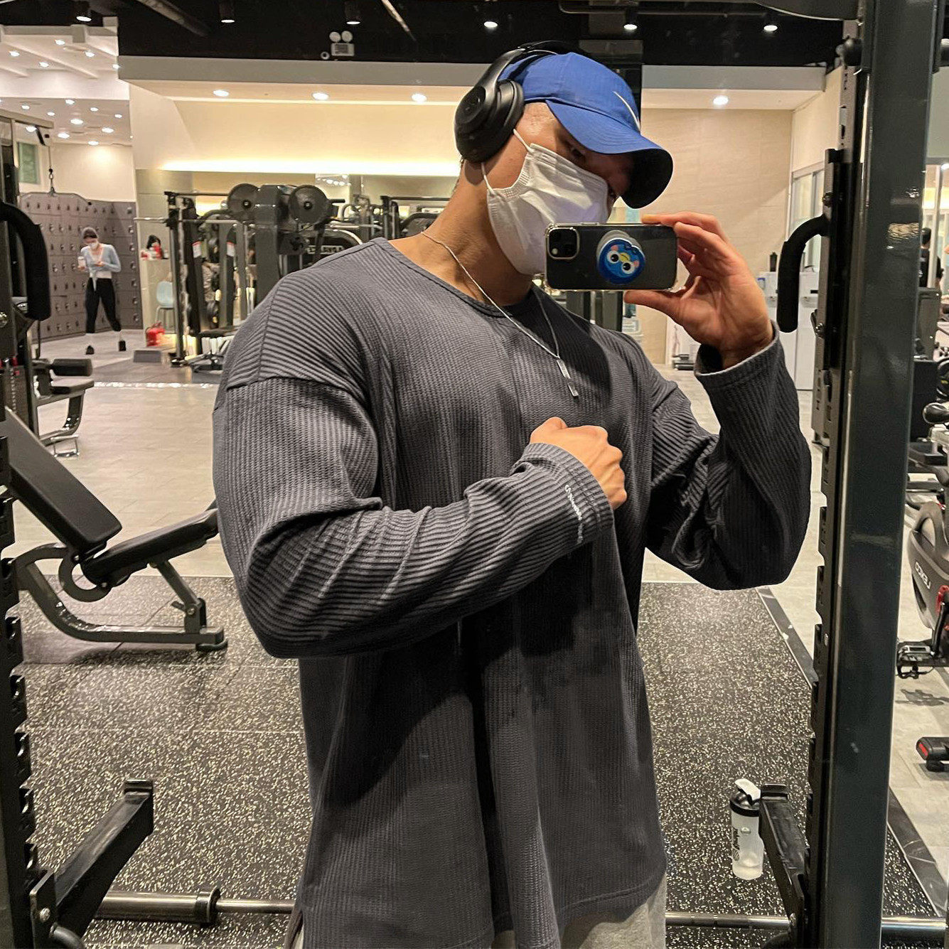 长袖健身宽松棉类混纺