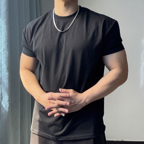 夏季男健身显肩宽短袖T恤