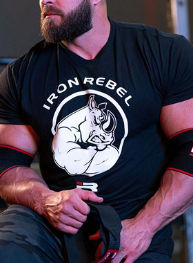 肌肉男神IR犀牛短袖t恤男野兽健身大码宽松纯棉夏天薄款运动上衣