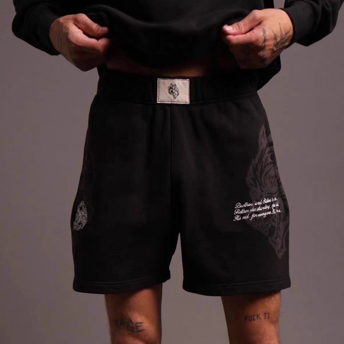 短裤棉狼头图案明星同款