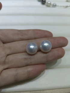 珠还合浦 天然淡水珍珠耳钉 精选强光对珠媲美澳白女士高端贵气