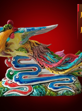 西藏纪念品手工彩绘凤凰涅槃摆件