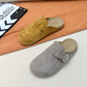 外穿懒人一脚蹬搭扣包头半拖鞋 新款 复古百搭 女2026春季 软底勃肯鞋