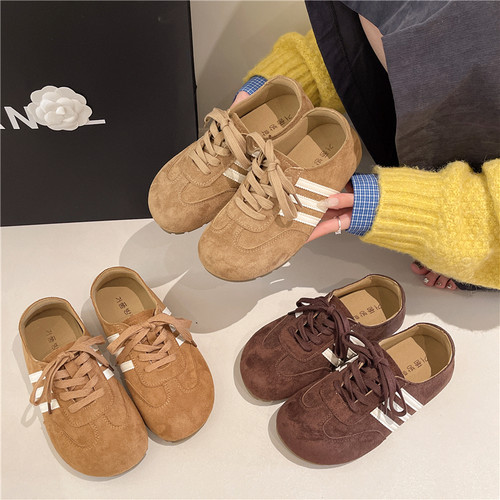 2025欧货磨砂大头系带面包鞋