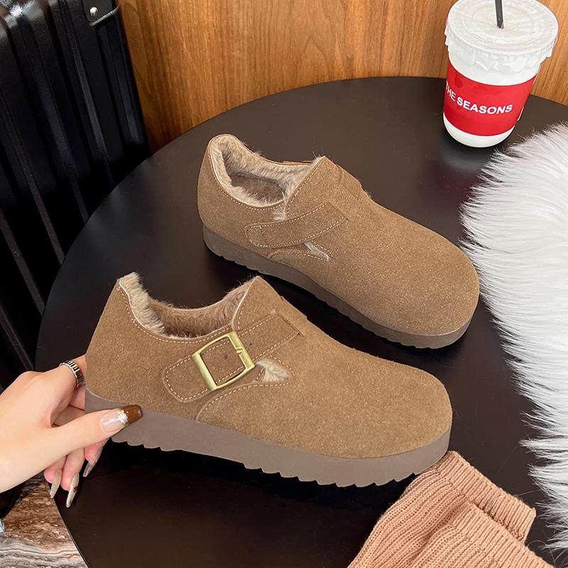 软底一脚蹬平底豆豆鞋磨砂勃肯鞋