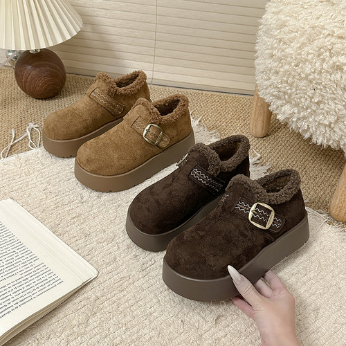 厚底加绒保暖博肯鞋女2025年冬季